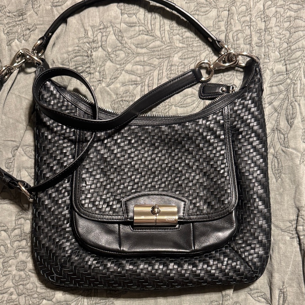 Coach Kristen Woven Leather Hobo Bag